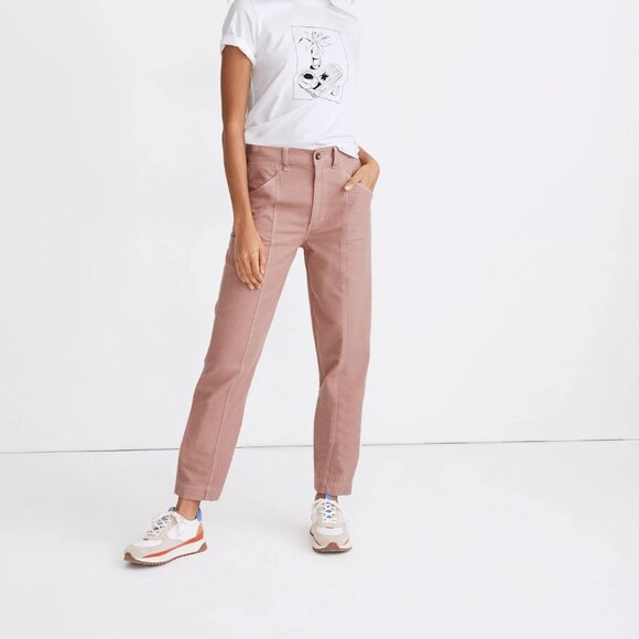 MADEWELL Moleskin High-Rise Seamed Tapered Pants Faded Mauve Sz 8 - Picture 4 of 13